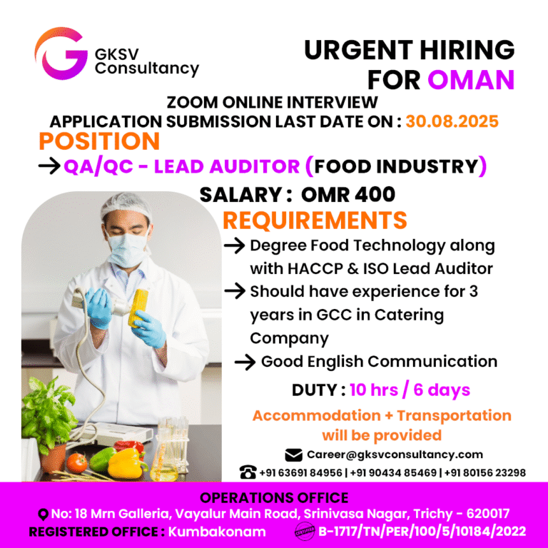 Urgent Hiring for Oman