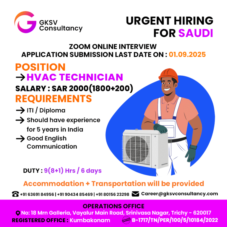 Urgent Hiring for saudi arabia