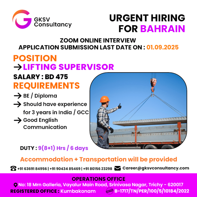 Urgent Hiring for Bahrain