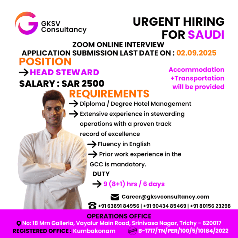 Urgent Hiring for saudi arabia