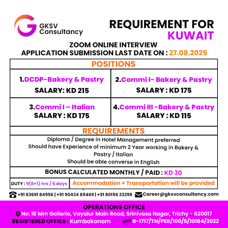 Urgent Hiring for Kuwait