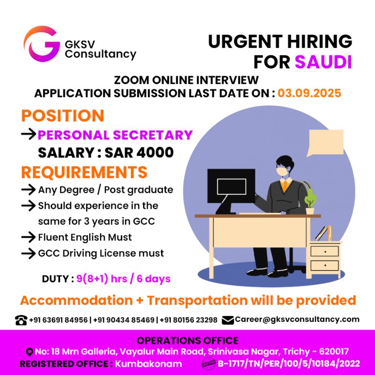 Urgent Hiring for saudi arabia