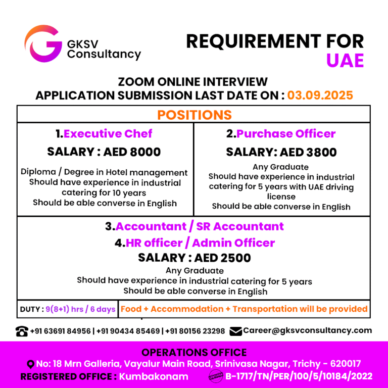 Urgent Hiring for UAE