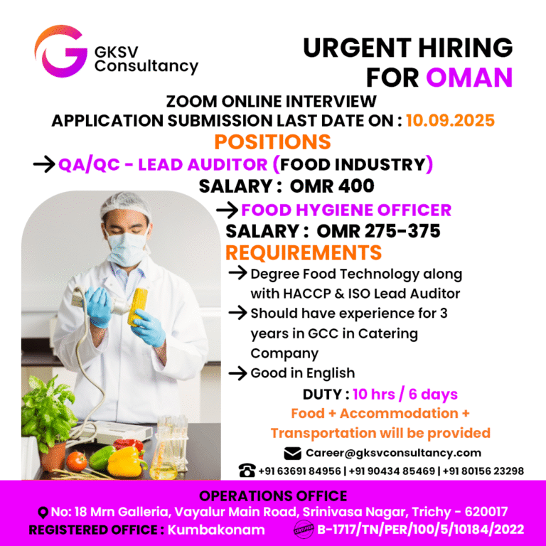 Urgent Hiring for Oman