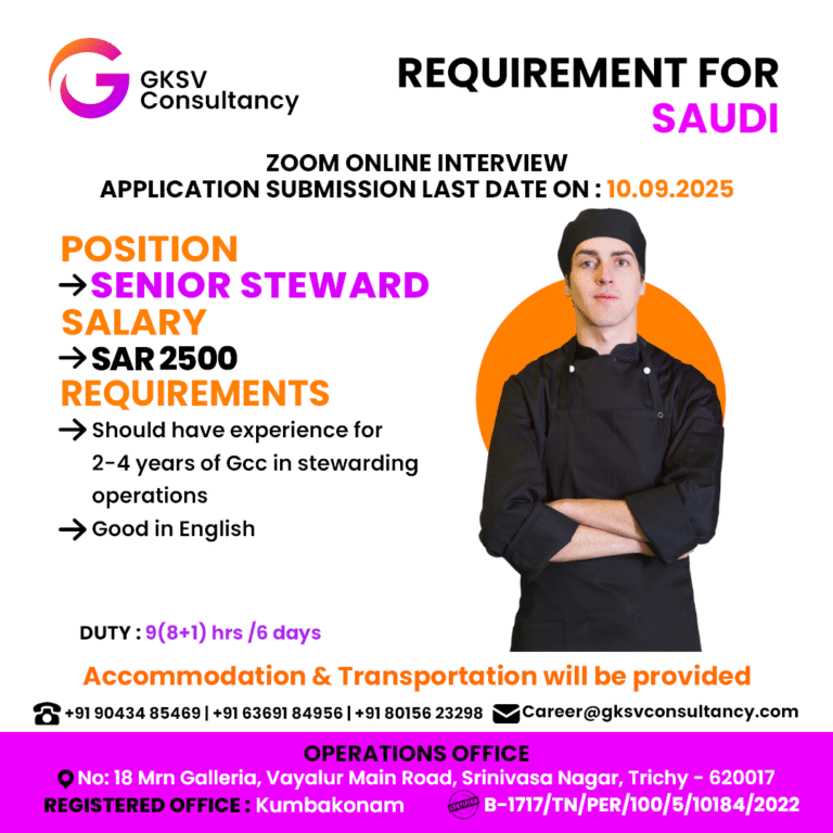Urgent Hiring for saudi arabia