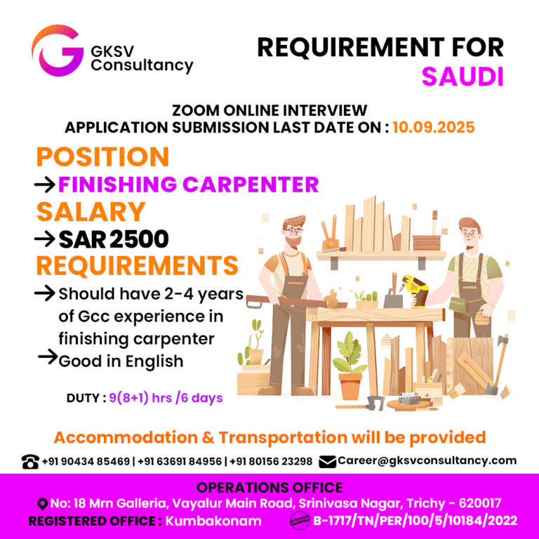 Urgent Hiring for saudi arabia