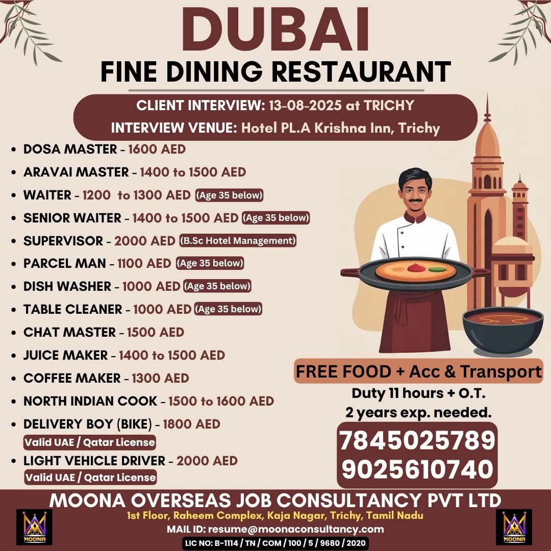 UAE EPC company job vacancies with interviews in Cochin, Mumbai, Kolkata, and Trichy August 2025