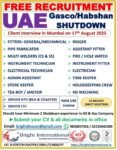 UAE Gasco Habshan shutdown job vacancies with client interview in Mumbai on 17 August 2025