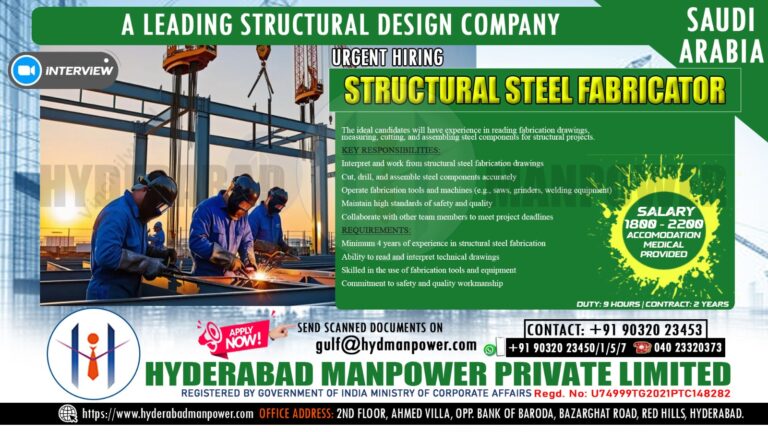 Urgent Hiring for A Leading Structure Design Company in Saudi Arabia