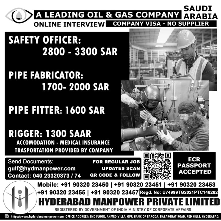 Urgent Hiring for A Leading Oil and Gas Company – Saudi Arabia