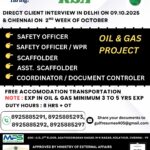 WE ARE HIRING FOR KSA DIRECT CLIENT INTERVIEW IN DELHI 09.10.2025 & CHENNAI ON 2ND WEEK OF OCTOBER 2025
