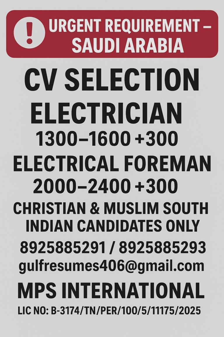 WE ARE HIRING FOR KSA DIRECT CV SELECTION ONLINE INTERVIEW