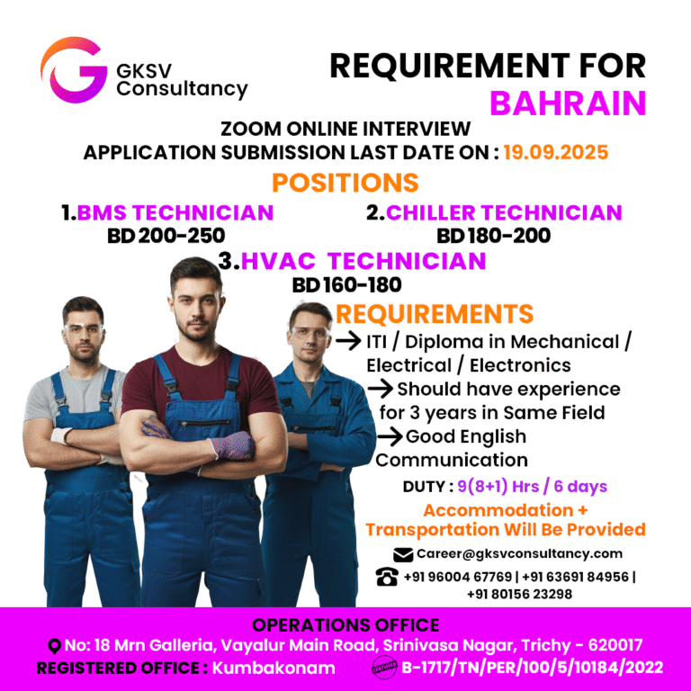 Urgent Hiring for Bahrain
