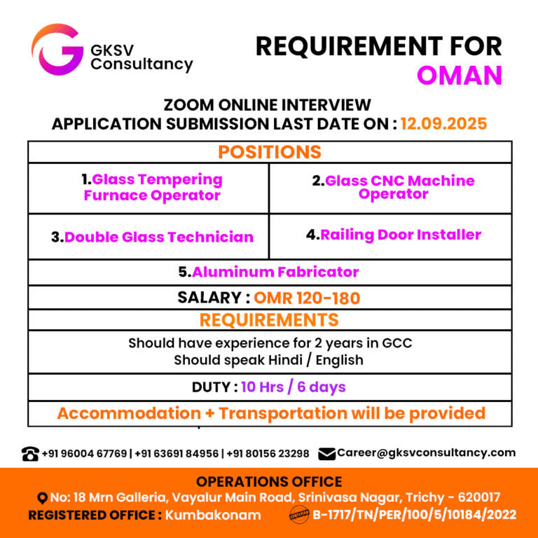 Urgent Hiring for Oman