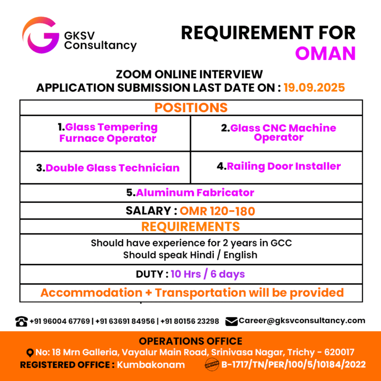 Urgent Hiring for Oman