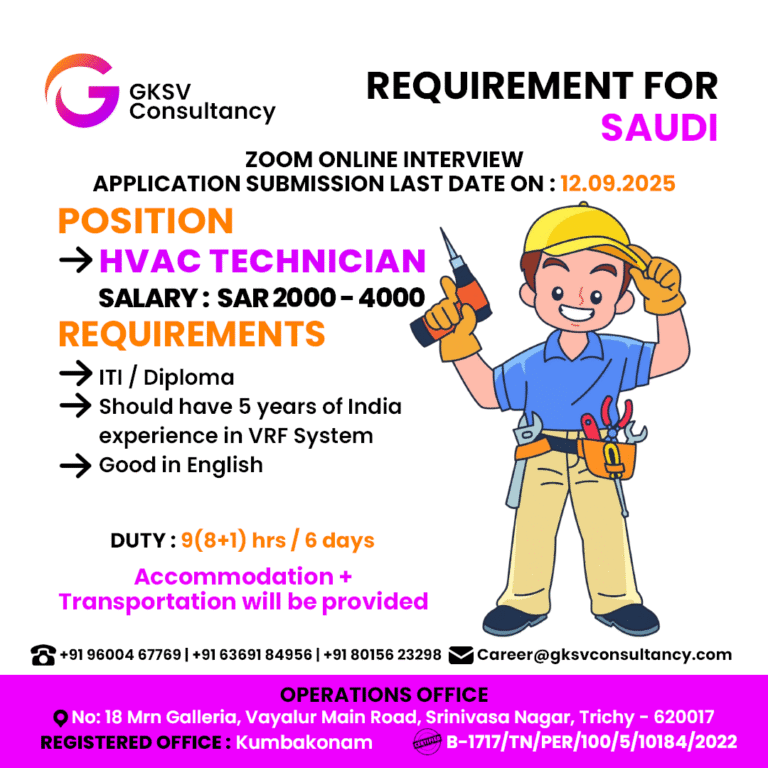 Urgent Hiring for saudi arabia