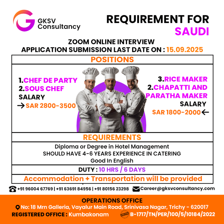Urgent Hiring for saudi arabia