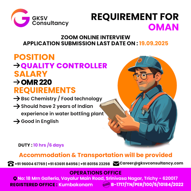 Urgent Hiring for Oman