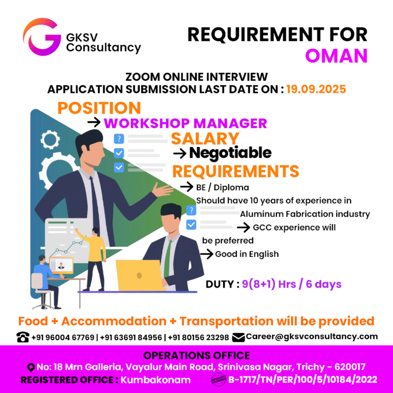 Urgent Hiring for Oman