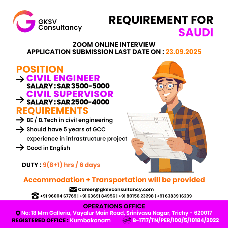 Urgent Hiring for saudi arabia