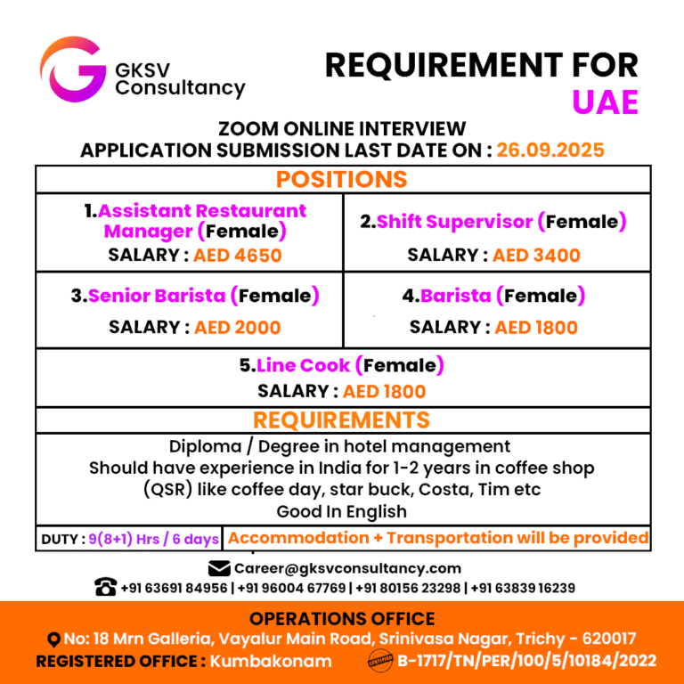 Urgent Hiring for UAE