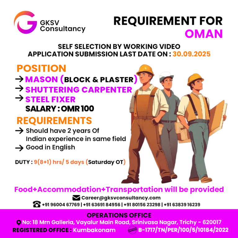 Urgent Hiring for Oman