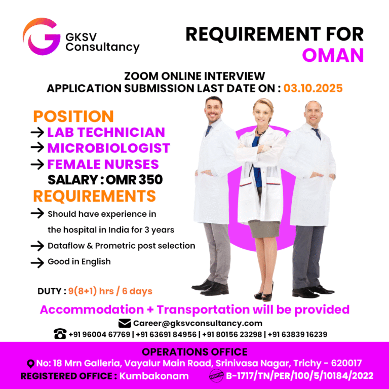 Urgent Hiring for Oman