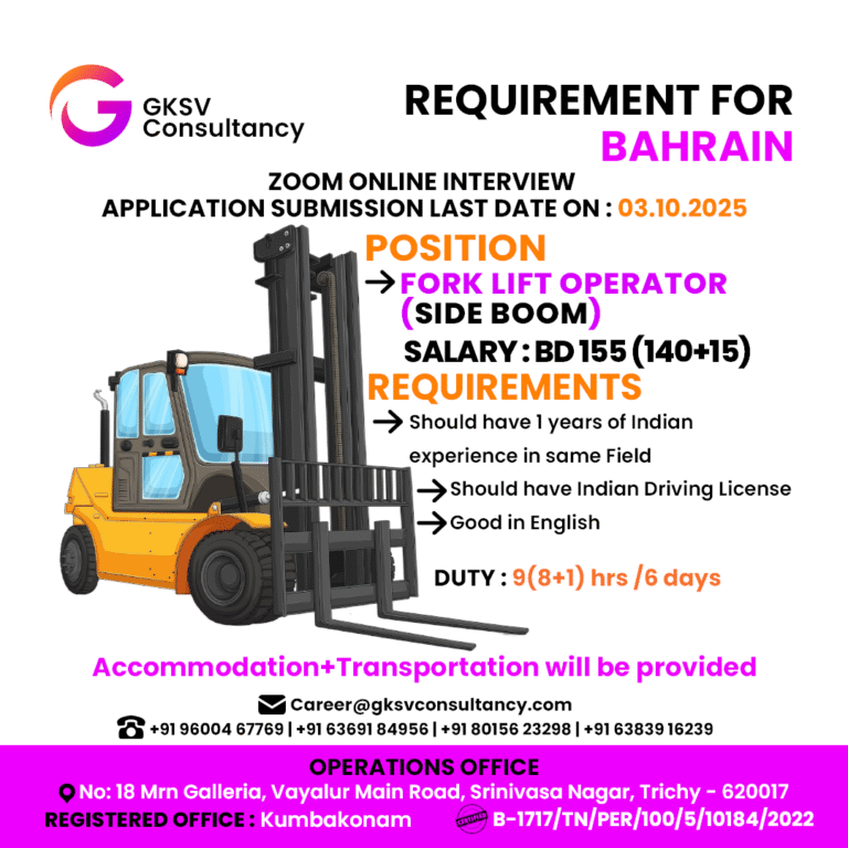 Urgent Hiring for Bahrain