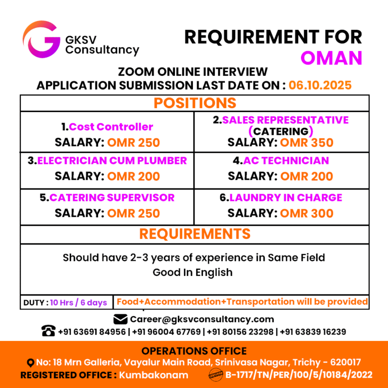 Urgent Hiring for Oman