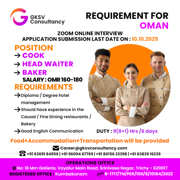 Urgent Hiring for Oman