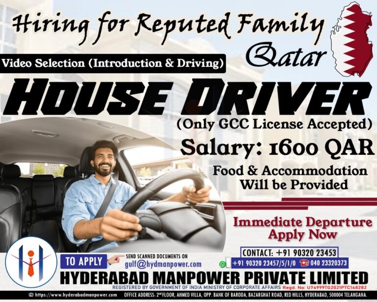 Urgent Hiring for Reputed Family in QATAR