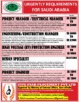 URGENT JOB OPENING FOR SAUDI ARABIA