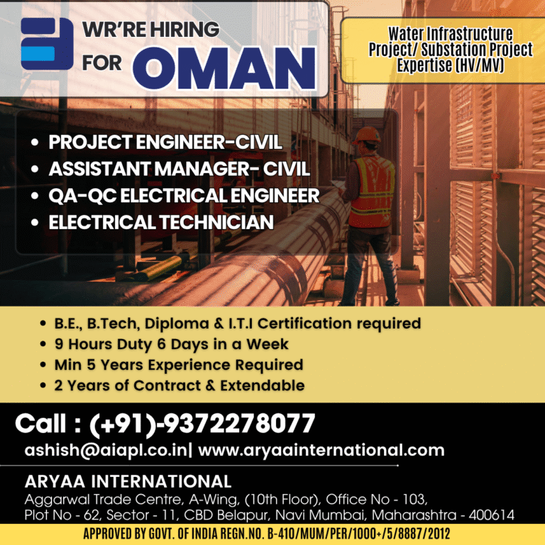Civil Engineer Electrical Technician QAQC Electrical Engineer