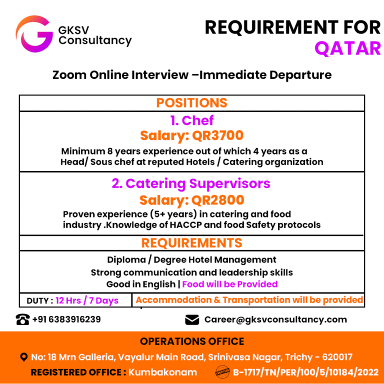 Urgent Hiring for Qatar
