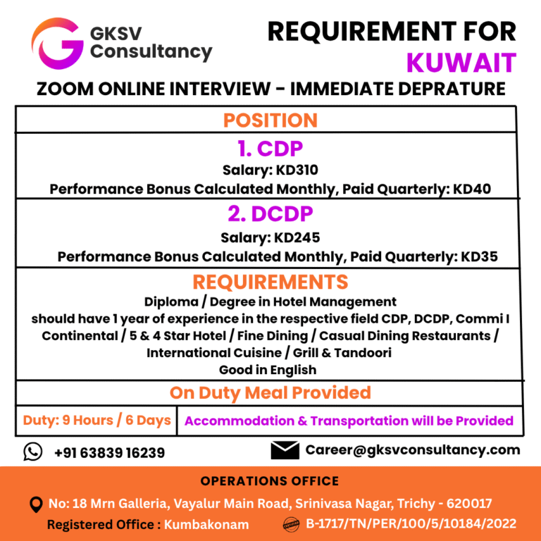 Urgent Hiring for Kuwait