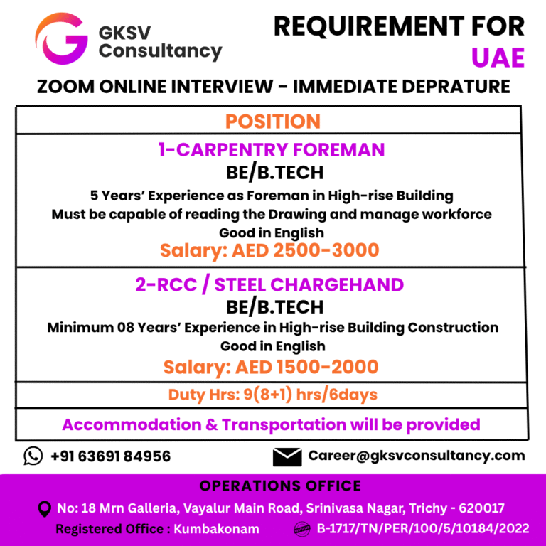 Urgent Hiring for UAE