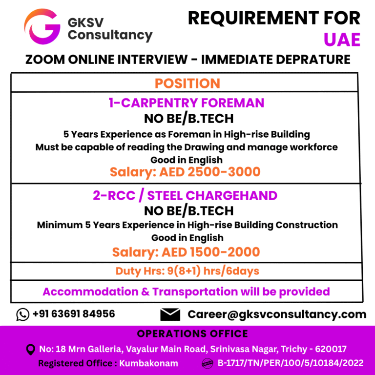Urgent Hiring for UAE