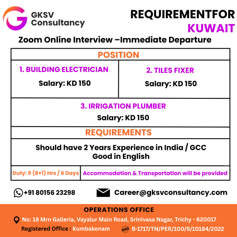 Urgent Hiring for Kuwait