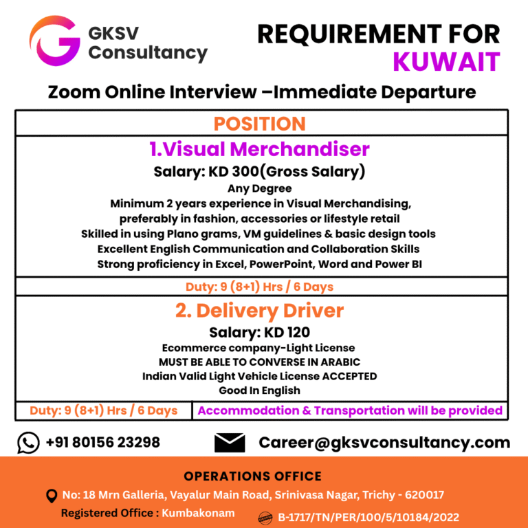Urgent Hiring for Kuwait