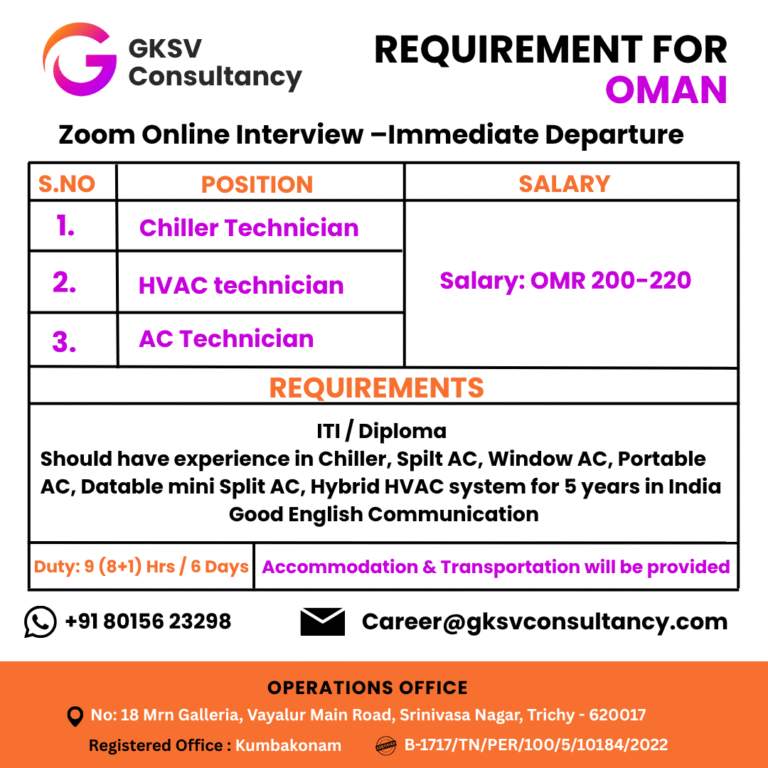 Urgent Hiring for Oman