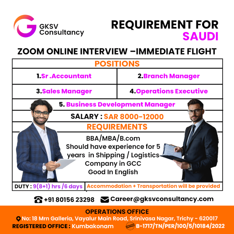 Urgent Hiring for saudi arabia