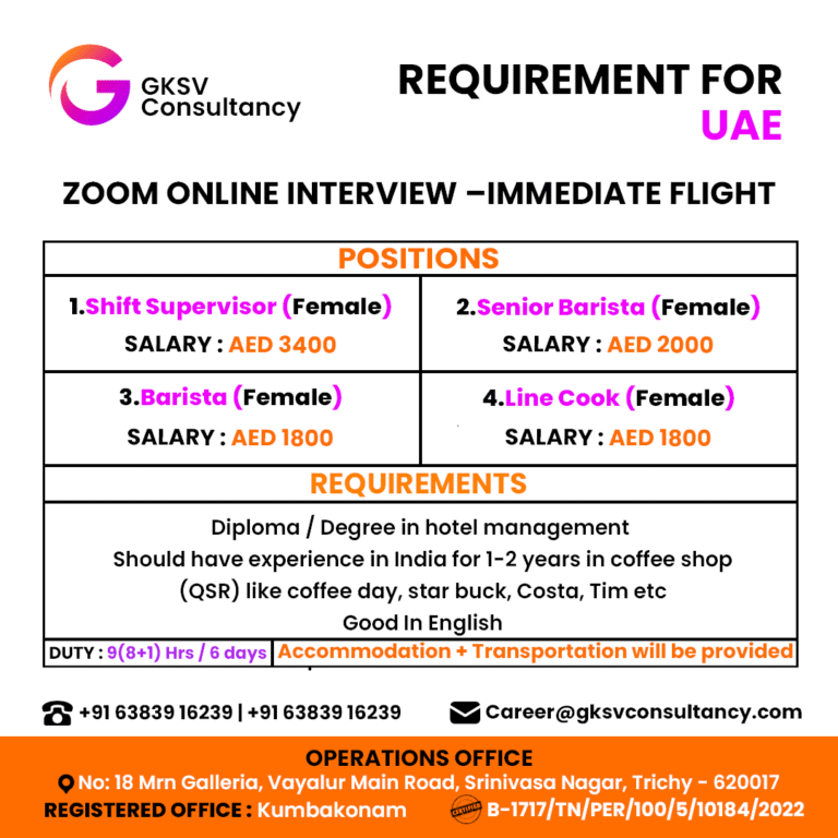 Urgent Hiring for UAE