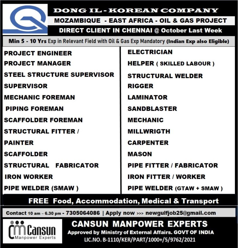 DONG IL - KOREAN COMPANY MOZAMBIQUE - EAST AFRICA - OIL & GAS PROJECT 6 DONG IL – KOREAN COMPANY MOZAMBIQUE – EAST AFRICA – OIL & GAS PROJECT