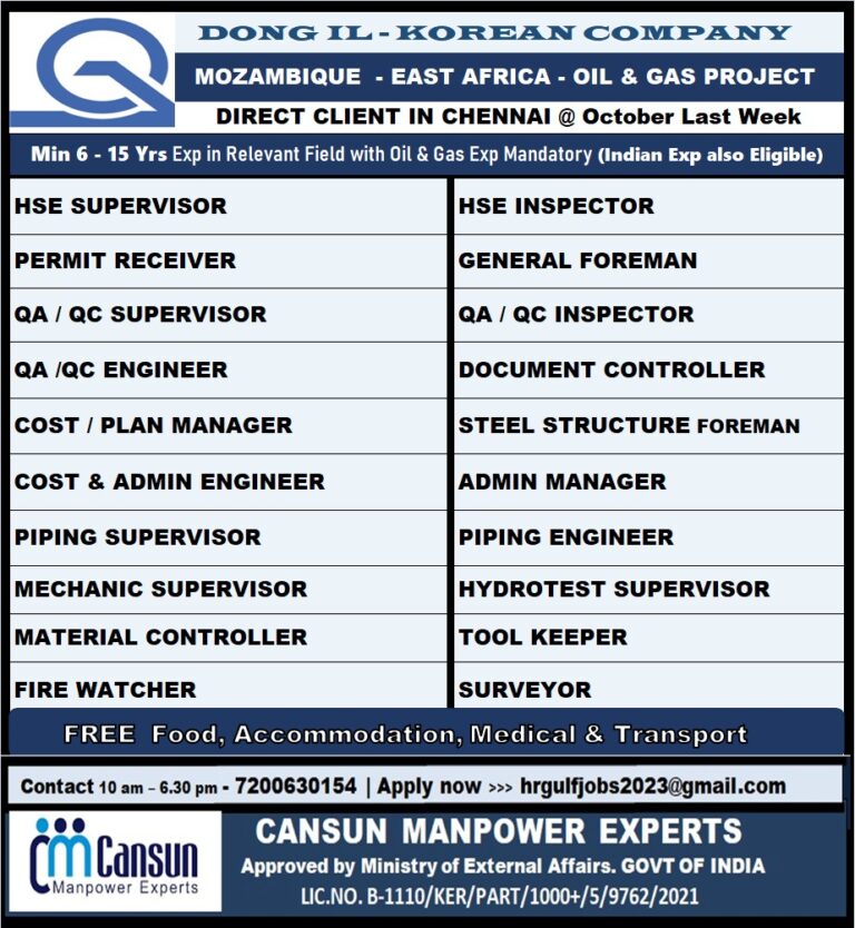 DONG IL - KOREAN COMPANY MOZAMBIQUE - EAST AFRICA - OIL & GAS PROJECT 5 DONG IL – KOREAN COMPANY MOZAMBIQUE – EAST AFRICA – OIL & GAS PROJECT
