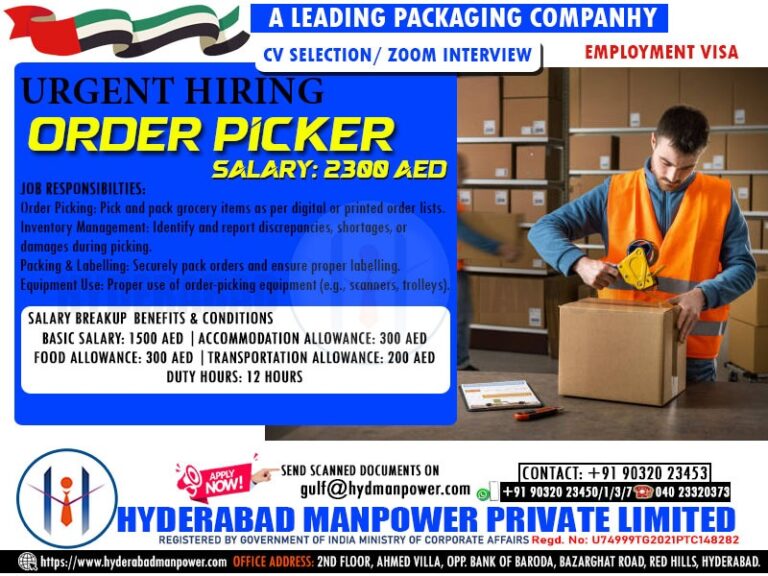 Urgent Hiring for A Leading Packaging Company – UAE