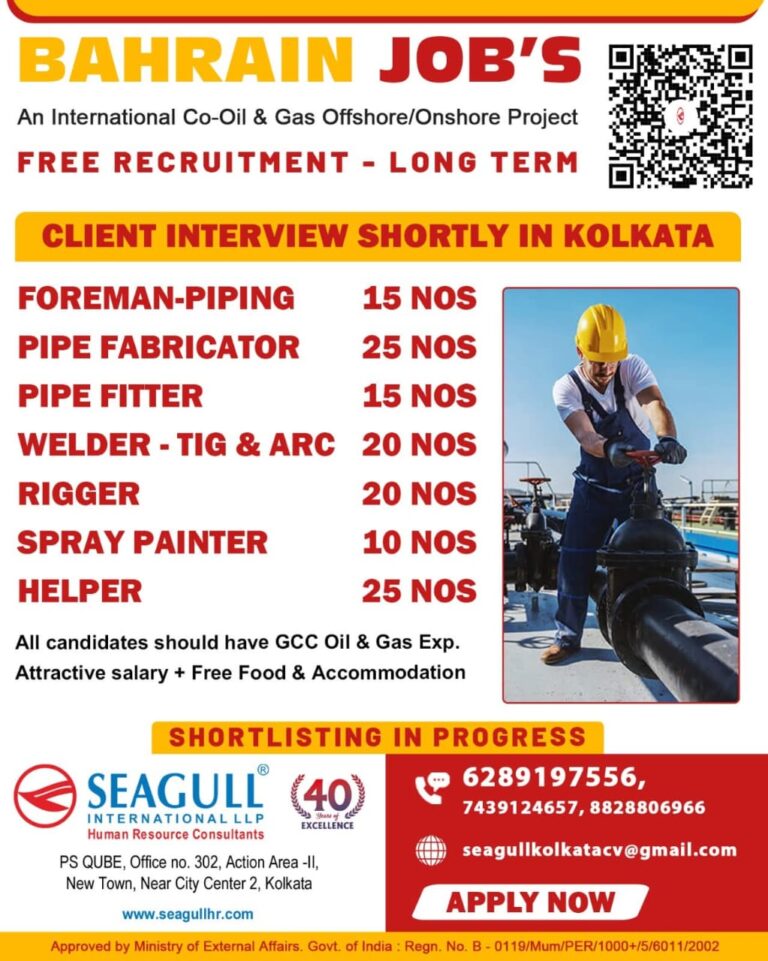 Bahrain Oil and Gas Jobs | Free Recruitment | Client Interview in Kolkata