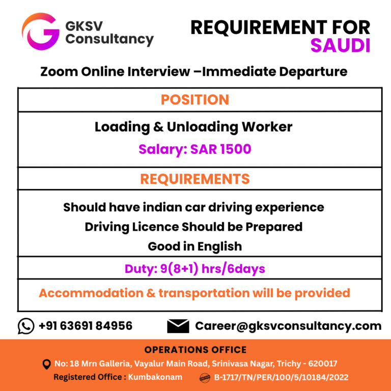 Urgent Hiring for saudi arabia