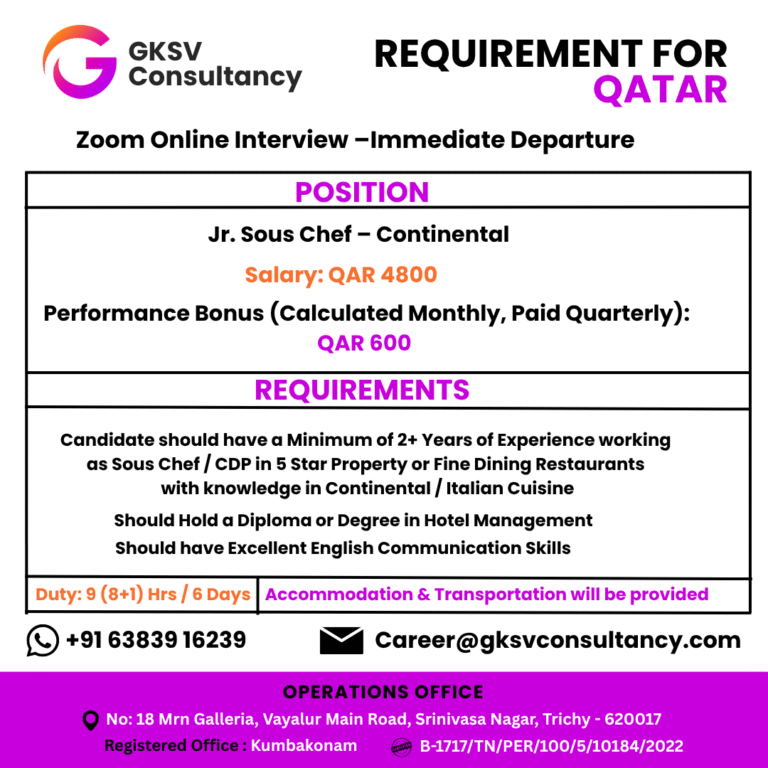 Urgent Hiring for Qatar