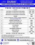 UAE Construction Jobs 2025 | Electrical, Mechanical, Operator Roles | Free Recruitment