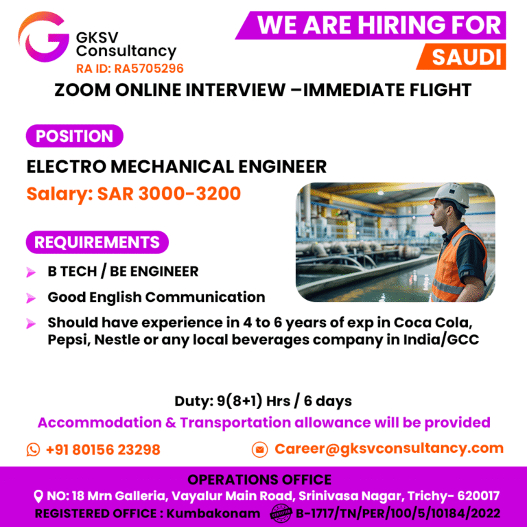 Urgent Hiring for saudi